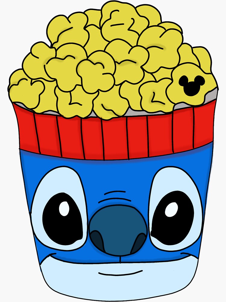 "Stitch popcorn bucket " Sticker by wildmoonent Redbubble