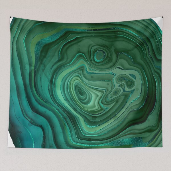 Item preview, Emerald green agate stone watercolor designed and sold by Orianah.