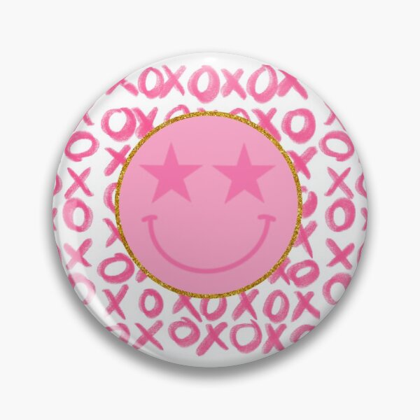 Item preview, Preppy Pink and Gold XO Smiley Face designed and sold by brookiecookie37.