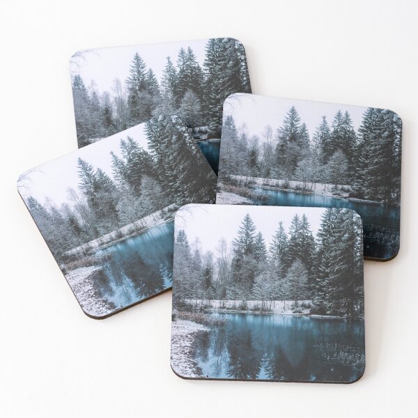 Item preview, Snowy Fir Trees Next to A Frozen Lake in Winter designed and sold by ONORMAL.