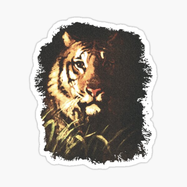 Tiger in the Moonlight Shadows - Grunge Texture Sticker