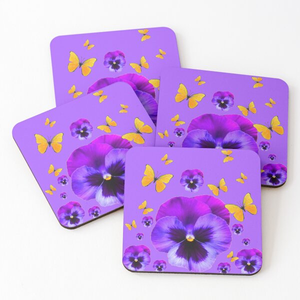 Item preview, PURPLE SPRING PANSIES YELLOW BUTTERFLIES ART designed and sold by sharlesart.