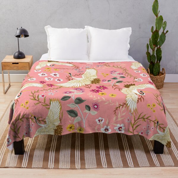 Item preview, Chinoiserie Cranes on pink, birds designed and sold by chrissyink.