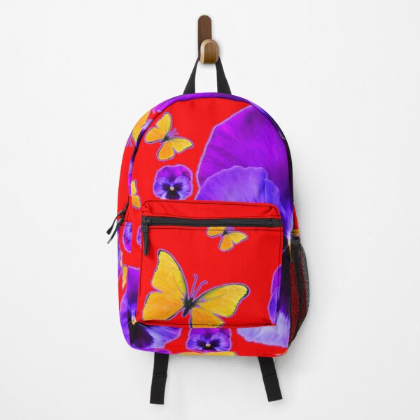 Item preview, PURPLE SPRING PANSIES YELLOW BUTTERFLIES RED ART designed and sold by sharlesart.