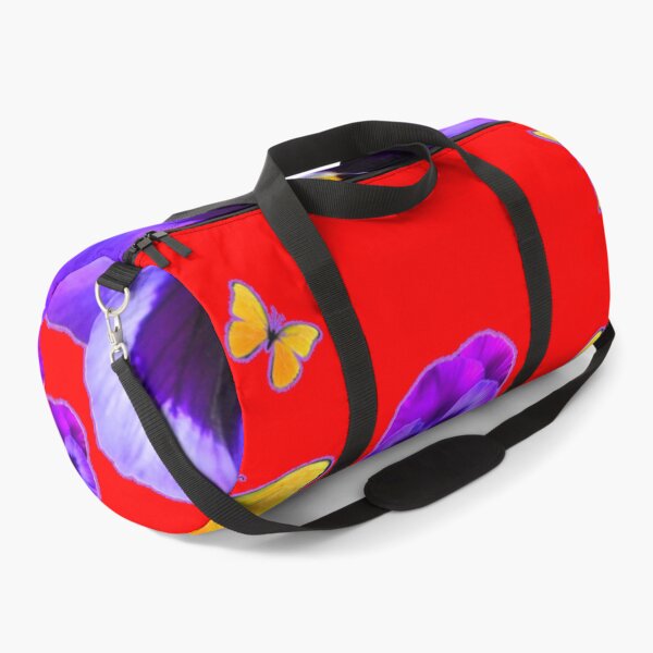 Item preview, PURPLE SPRING PANSIES YELLOW BUTTERFLIES RED ART designed and sold by sharlesart.