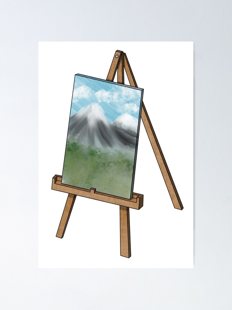 Easel with Mountain Painting Poster for Sale by LeighsDesigns