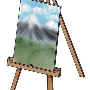 Easel with Mountain Painting Poster for Sale by LeighsDesigns