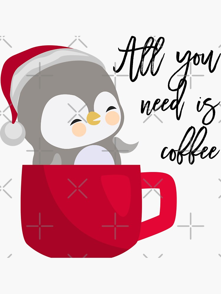 "Penguin Drinking Coffee" Sticker for Sale by yehdesign | Redbubble