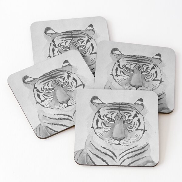 Item preview, Wild Tiger Watercolor Drawing Artwork Black and White designed and sold by Wildzhinga.