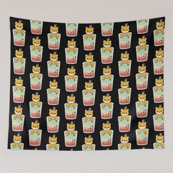 Item preview, Cute Matcha Strawberry Boba (black) designed and sold by kiminokiwi.