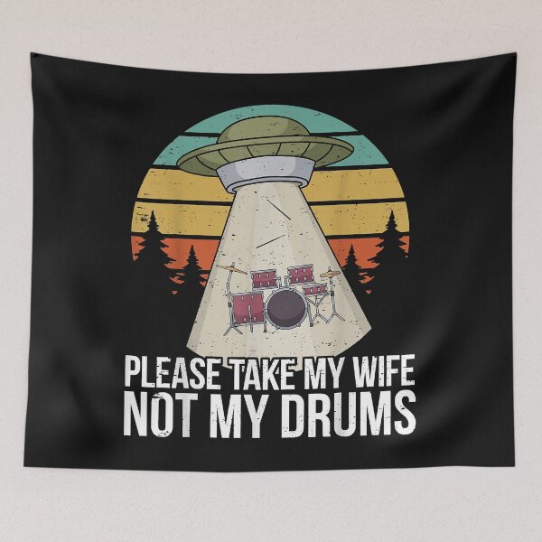 Item preview, Funny Drummer Drumming Drum Kit Percussion I Wife Ufo Aliens designed and sold by Chloe43212.