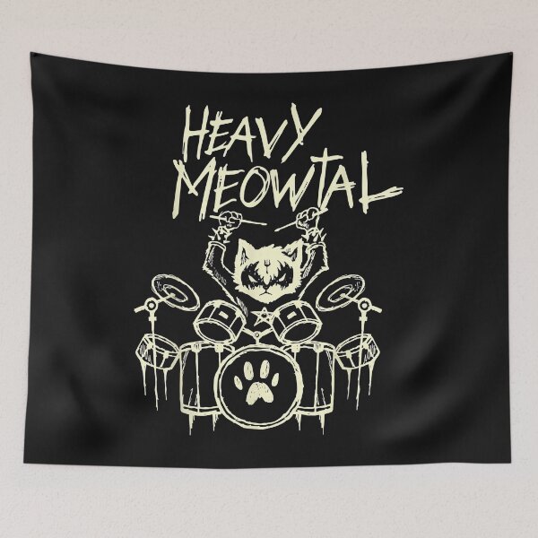 Item preview, Heavy Metal Headbanger Gift Drummer Cat Playing Drum Meowtal designed and sold by Chloe43212.