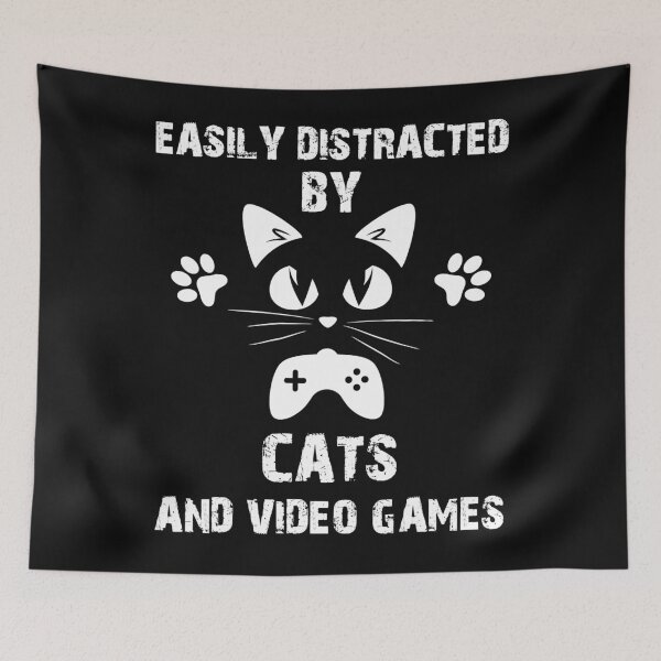 Item preview, Easily distracted by cats and video games designed and sold by jackjerry.