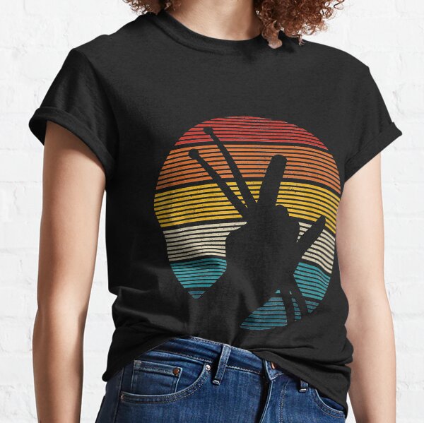 Vintage Drummer Drum Sticks Rock & Roll Hand Horns Gift Classic T-Shirt