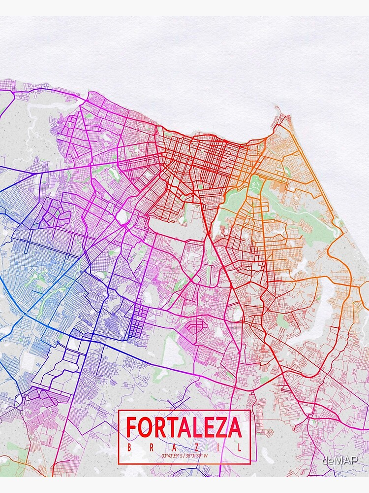“Fortaleza City Map of Ceara, Brazil - Colorful” Poster for Sale by