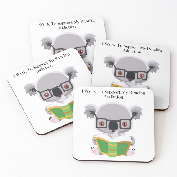 Item preview, I Work To Support My Reading Addiction - Trendy Koala Reading a Book Design Gift Idea For Bookworms, designed and sold by DaGiftsSpace.