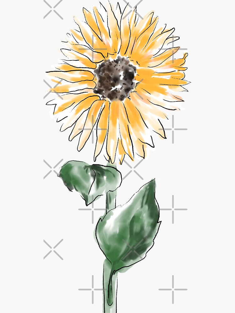 Thumbnail 3 of 3, Sticker, Watercolour Sunflower designed and sold by ddanyen.