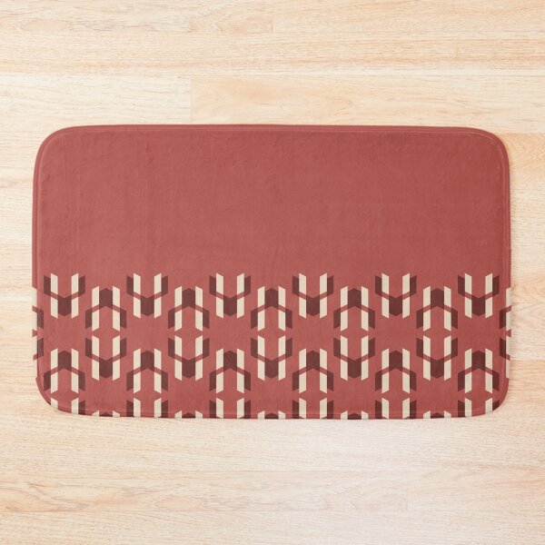 Item preview, Geometric textile design with red and beige shapes and dark red background designed and sold by CiniArt.