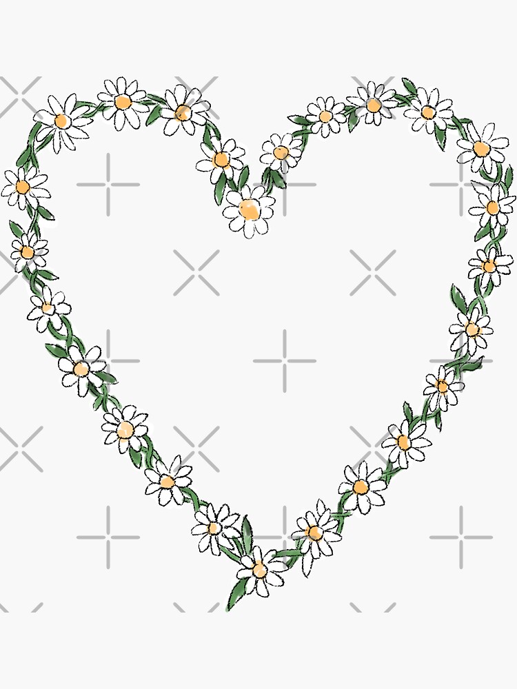Thumbnail 3 of 3, Sticker, A heart of daisies designed and sold by ddanyen.