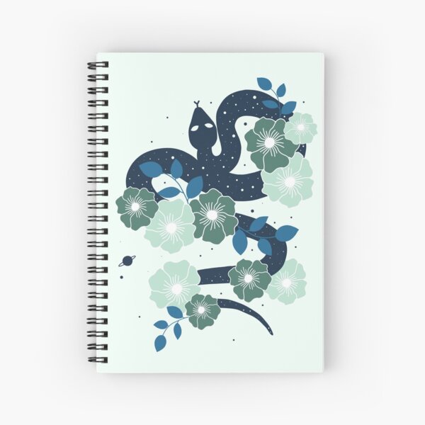Snake Among the Flowers | Green Spiral Notebook