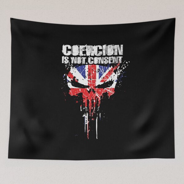 Item preview, Coercion Is Not Consent | UK Flag on Skull designed and sold by DAFIN.