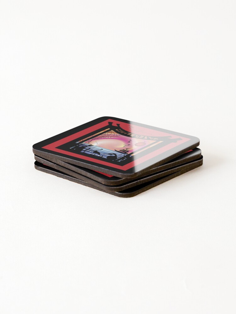 Thumbnail 4 of 5, Coasters (Set of 4), Pagoda Red designed and sold by InfinitePathArt.