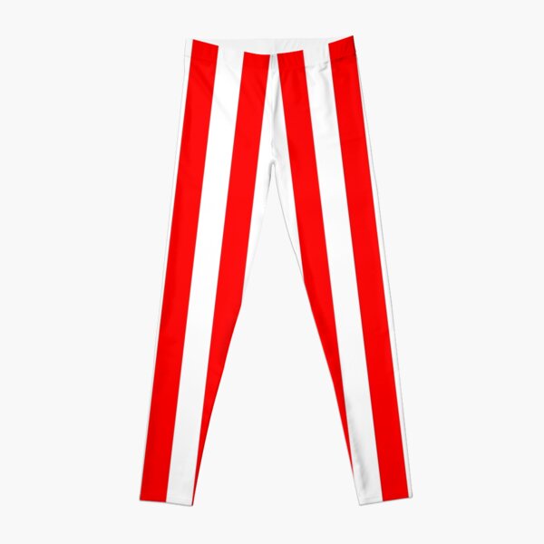 Red and White Vertical Stripes Leggings for Sale by starrylite