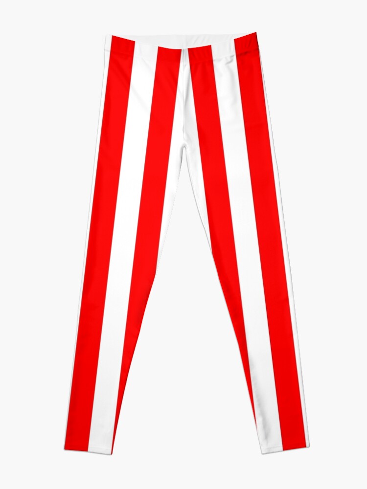 Red and White Vertical Stripes Leggings for Sale by starrylite