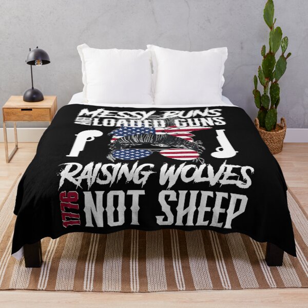 Item preview, Womens Messy Buns And Loaded G-uns Raising Wolves Not Sheep Premium T-Shirt designed and sold by SusanHoemann.