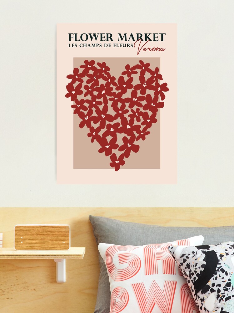 Flower market, Verona, Valentine's Day decor, Heart art, Retro print,  Neutral art, Aesthetic poster, Romantic Poster for Sale by KristinityArt