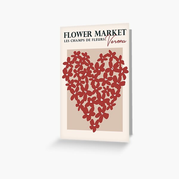 Flower market, Verona, Valentine's Day decor, Heart art, Retro print,  Neutral art, Aesthetic poster, Romantic | Poster