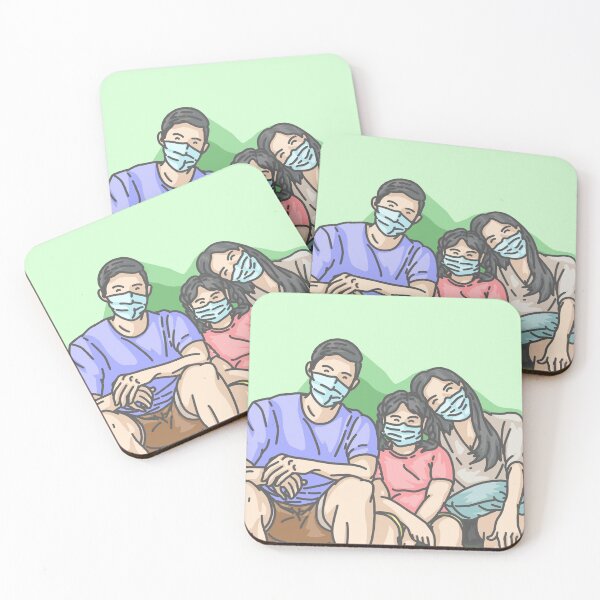 Item preview, Happy family wearing mask designed and sold by SansgraphID.