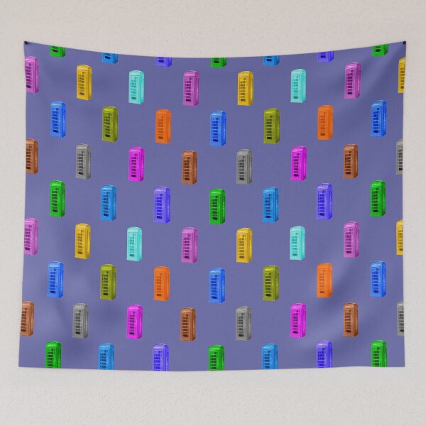 Item preview, Phone booth on ultra violet background designed and sold by AHELENE.
