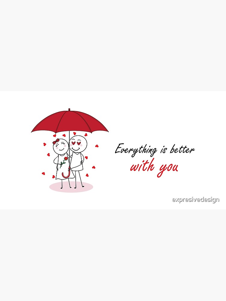 Valentines Day Romantic couple art design drawing under umbrella, boyfriend  and girlfriend, funny, heart, gift ideas for him, for her Spiral Notebook  for Sale by expresivedesign