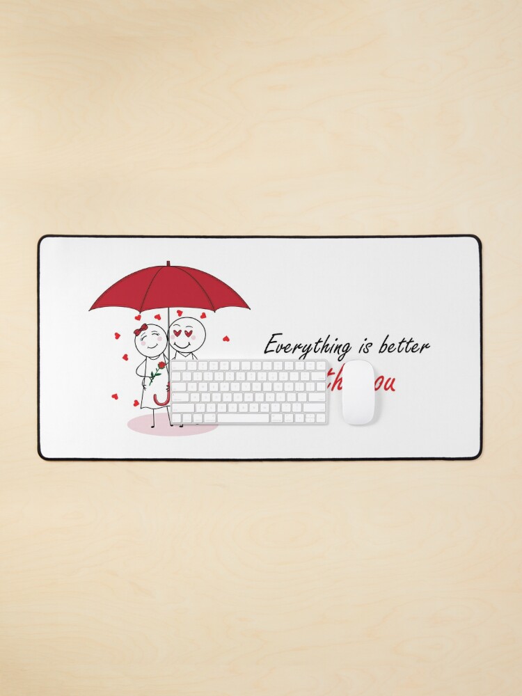 Valentines Day Romantic couple art design drawing under umbrella, boyfriend  and girlfriend, funny, heart, gift ideas for him, for her iPad Case & Skin  for Sale by expresivedesign