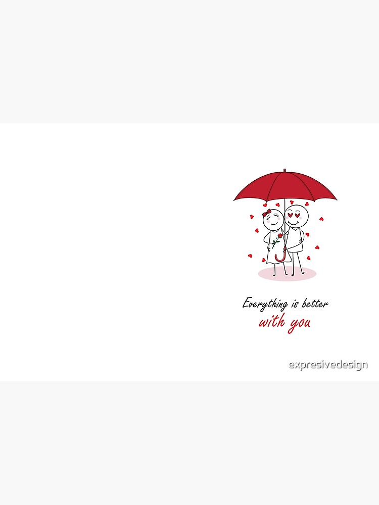 Valentines Day Romantic couple art design drawing under umbrella, boyfriend  and girlfriend, funny, heart, gift ideas for him, for her Spiral Notebook  for Sale by expresivedesign