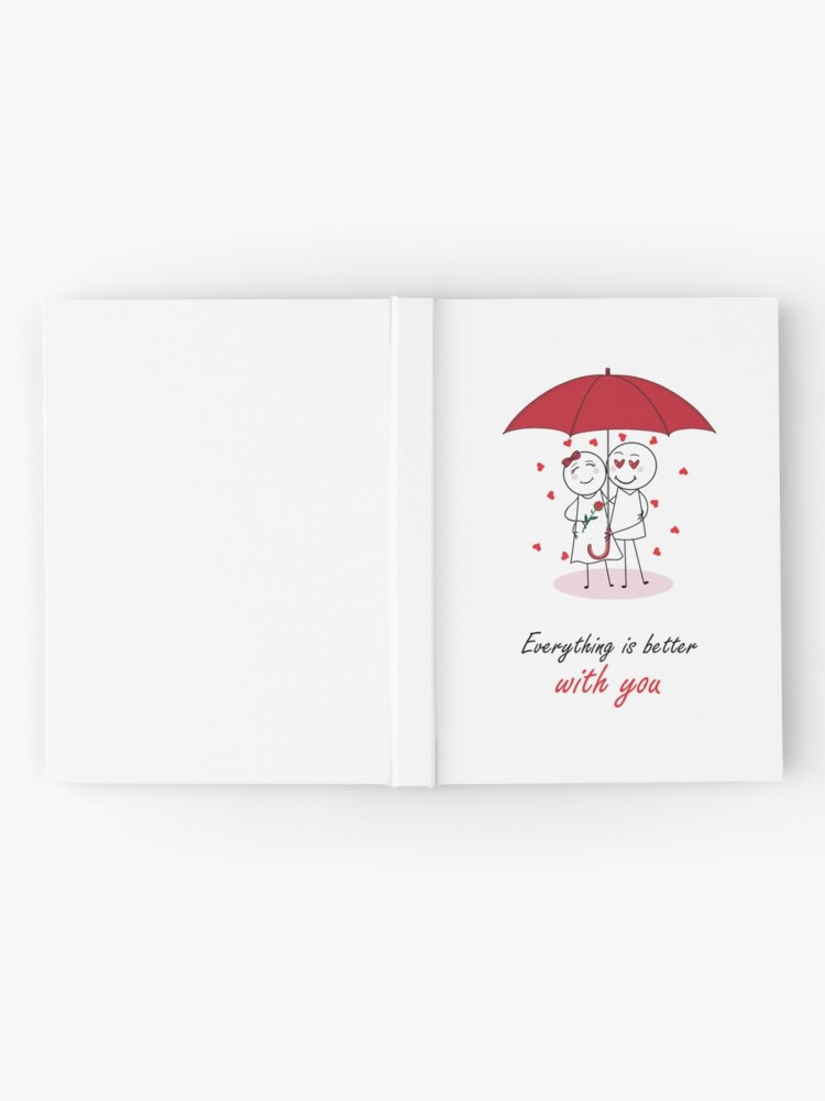 Valentines Day Romantic couple art design drawing under umbrella