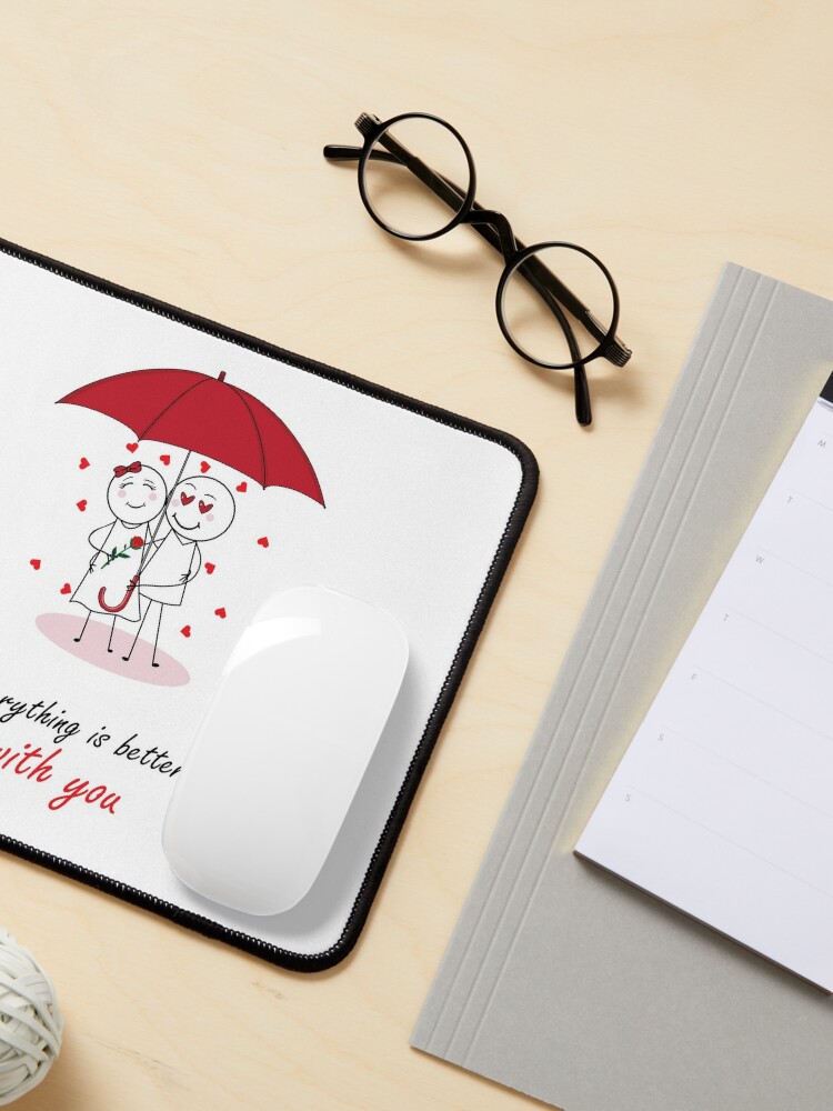 Valentines Day Romantic couple art design drawing under umbrella, boyfriend  and girlfriend, funny, heart, gift ideas for him, for her Greeting Card  for Sale by expresivedesign