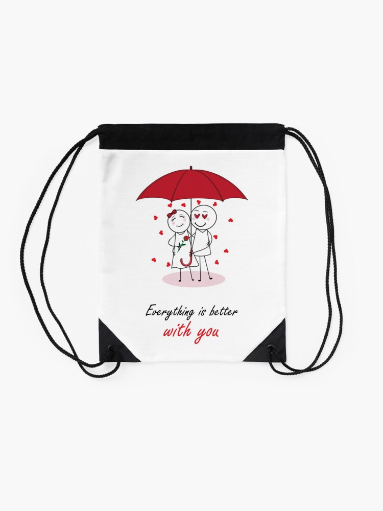 Valentines Day Romantic couple art design drawing under umbrella, boyfriend  and girlfriend, funny, heart, gift ideas for him, for her Greeting Card  for Sale by expresivedesign