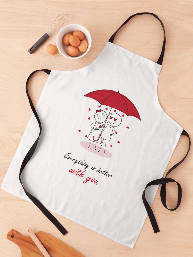 Valentines Day Romantic couple art design drawing under umbrella, boyfriend  and girlfriend, funny, heart, gift ideas for him, for her iPad Case & Skin  for Sale by expresivedesign