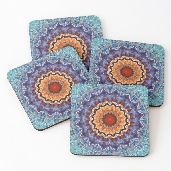 Item preview, Blue, red, and orange mandala with fine detail designed and sold by effervescence.