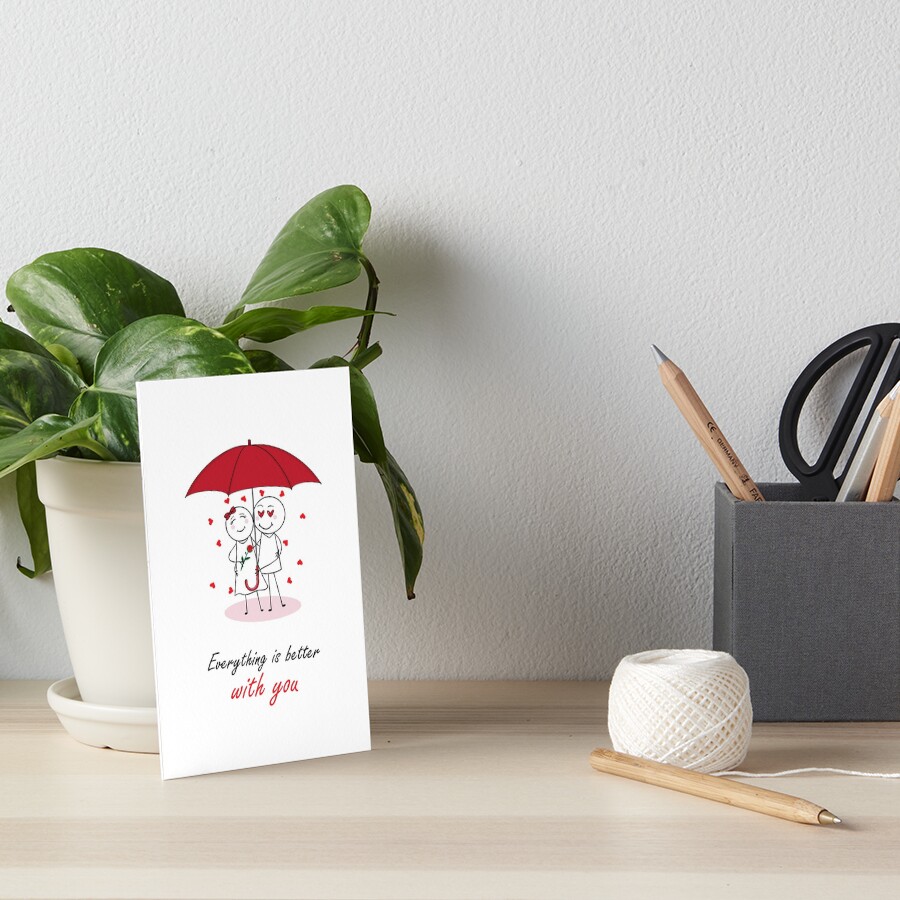 Valentines Day Romantic couple art design drawing under umbrella, boyfriend  and girlfriend, funny, heart, gift ideas for him, for her iPad Case & Skin  for Sale by expresivedesign