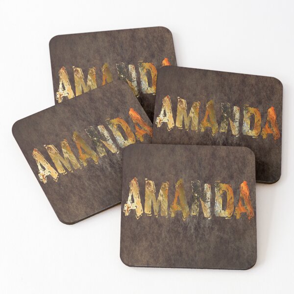 Item preview, Amanda name design gold grunge letters on dark background designed and sold by Areashor.