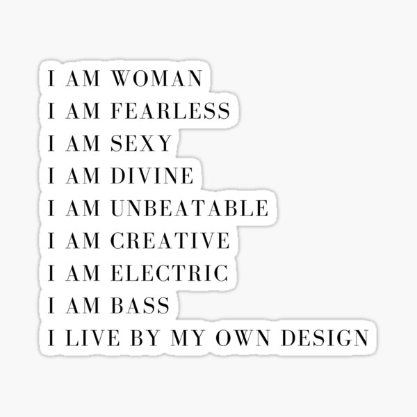 I am Woman lyrics Sticker for Sale by ashlenamusic