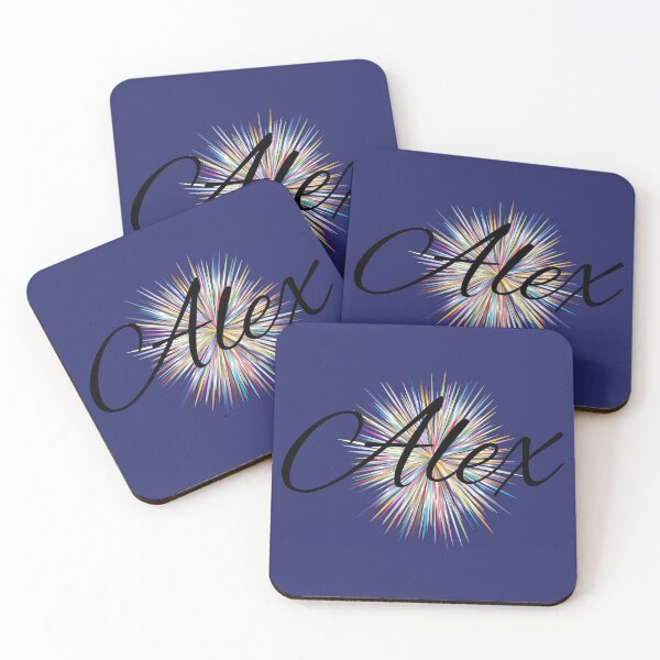 Item preview, Alex name design script letters on colourful pattern designed and sold by Areashor.