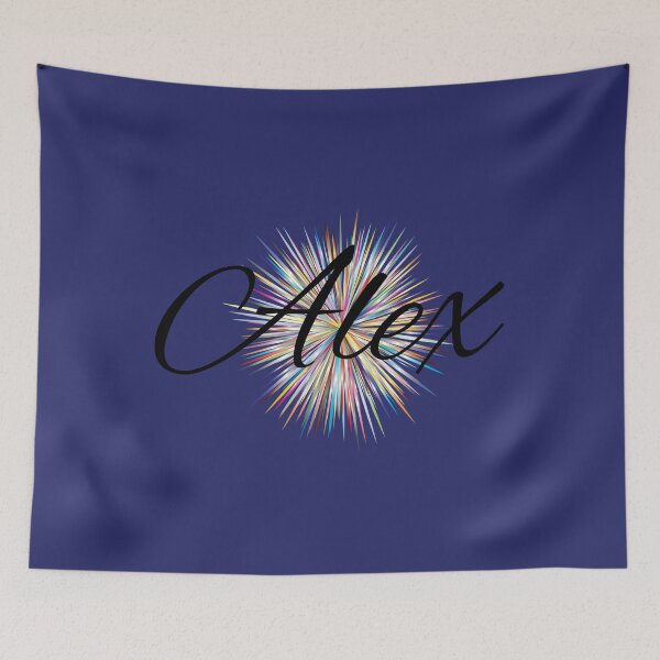 Item preview, Alex name design script letters on colourful pattern designed and sold by Areashor.