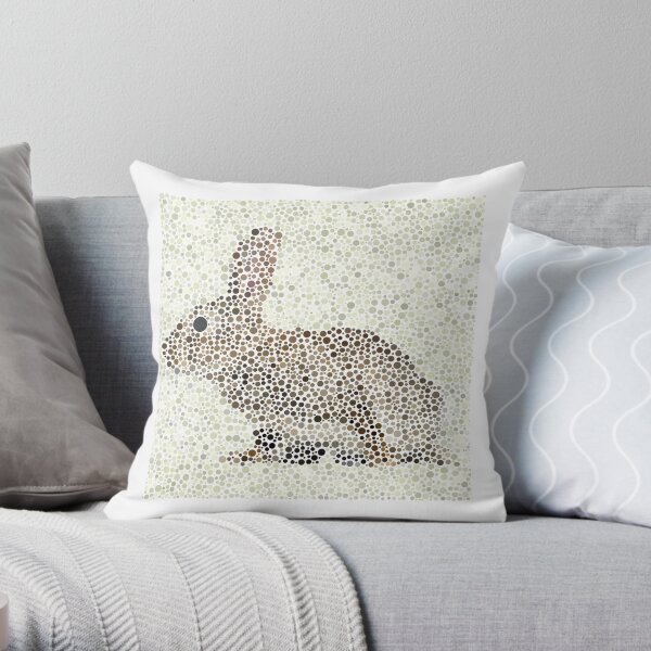 Inquisitive Bubble Rabbit Throw Pillow