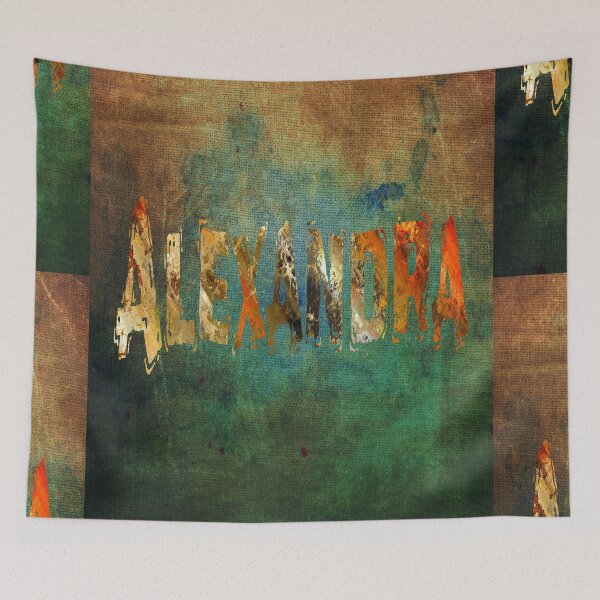 Item preview, Alexandra name design grunge gold letters on green and beige canvas designed and sold by Areashor.