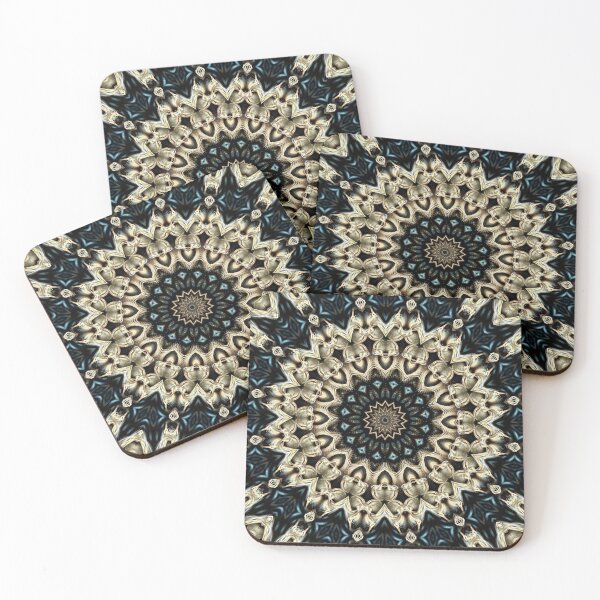 Item preview, Mandala in light tan and black with blue highlight designed and sold by effervescence.