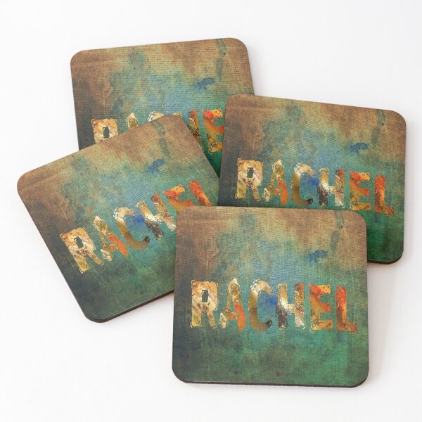 Item preview, Rachel name design gold grunge letters on green canvas designed and sold by Areashor.